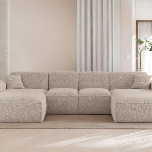 Wohnlandschaft Sofa U-form Celes Premium Xs In Stoff Sven Cappuccino