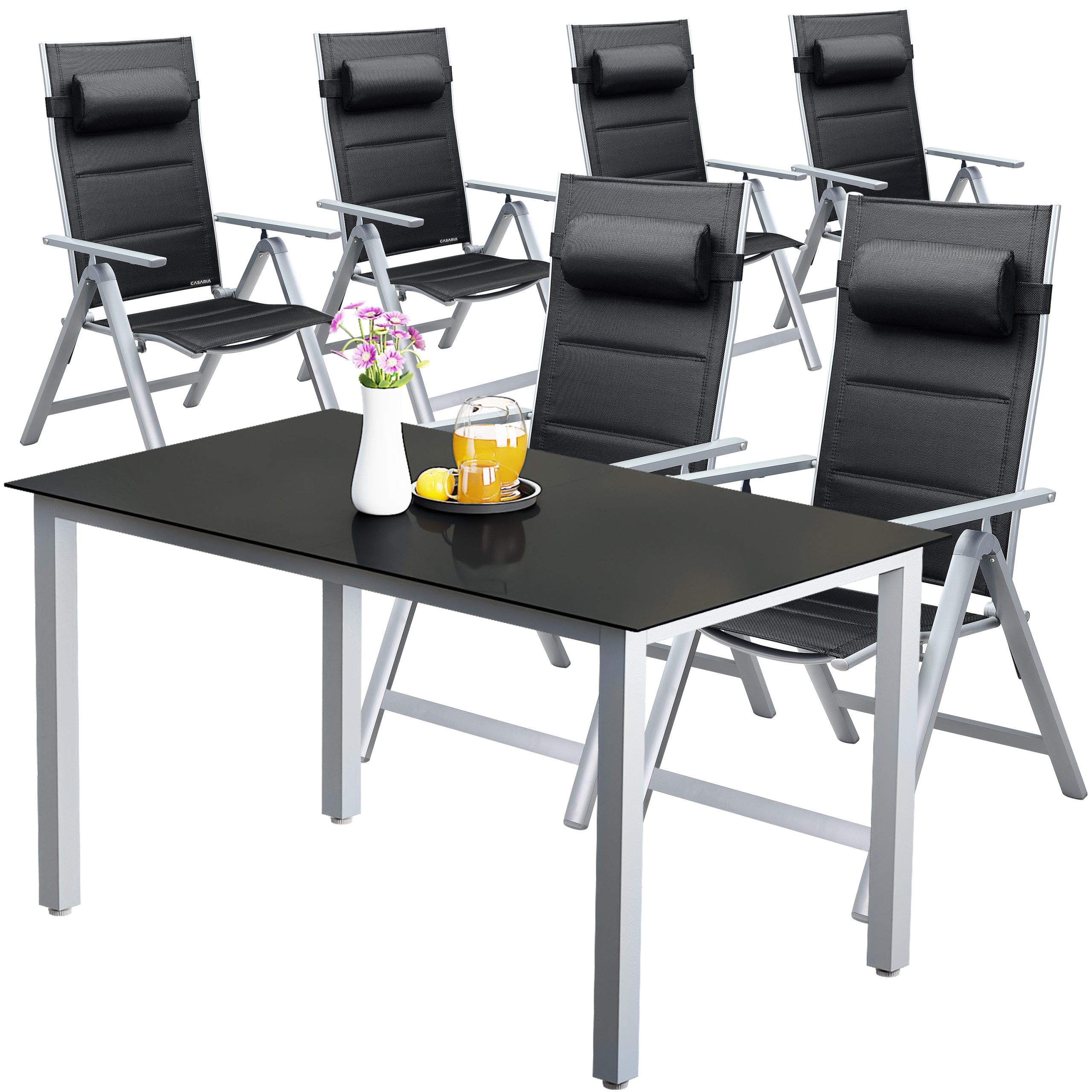 Garten-Sitzgruppe Bern Premium 7-tlg Silber Alu