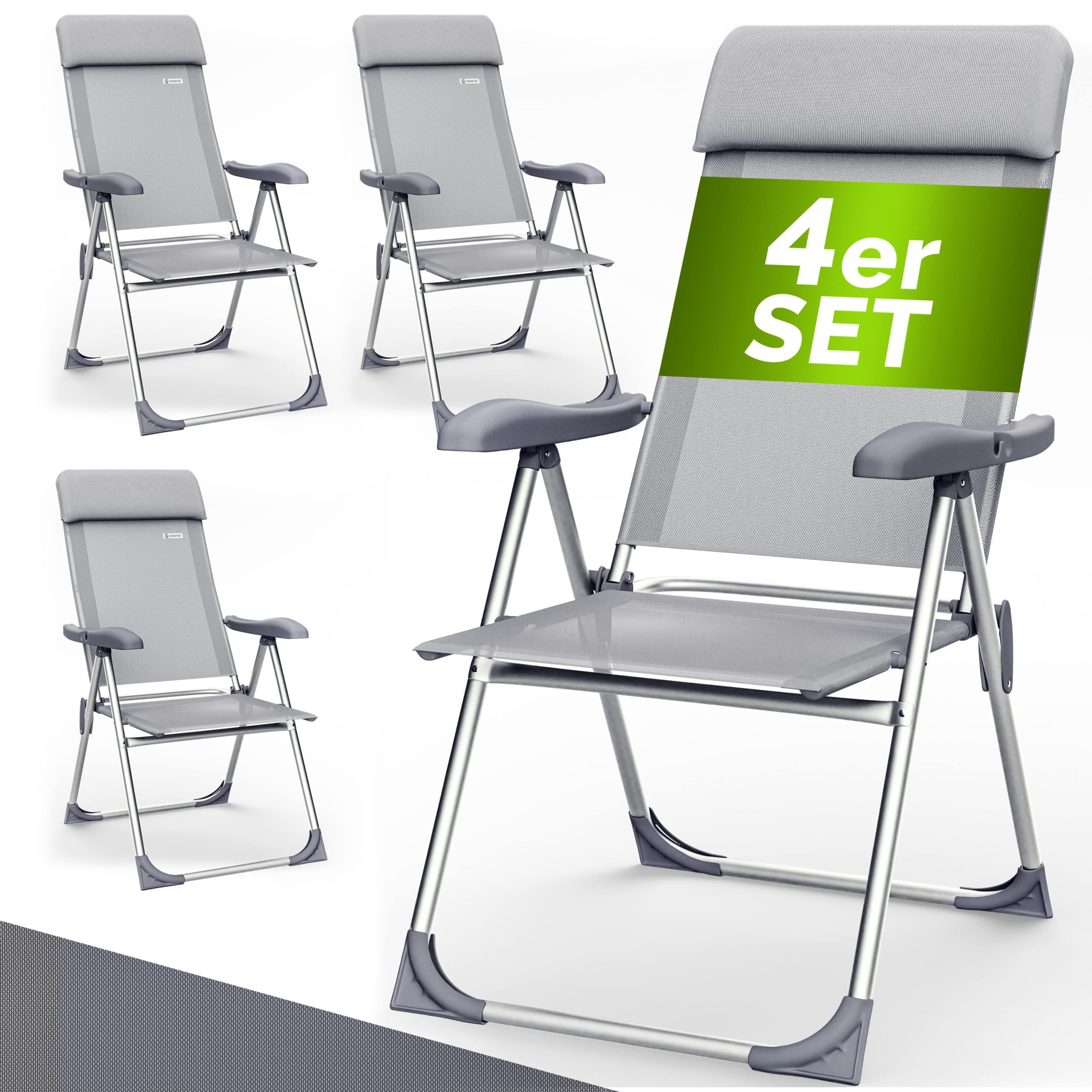 Gartenstuhl 4er-Set Silber Alu
