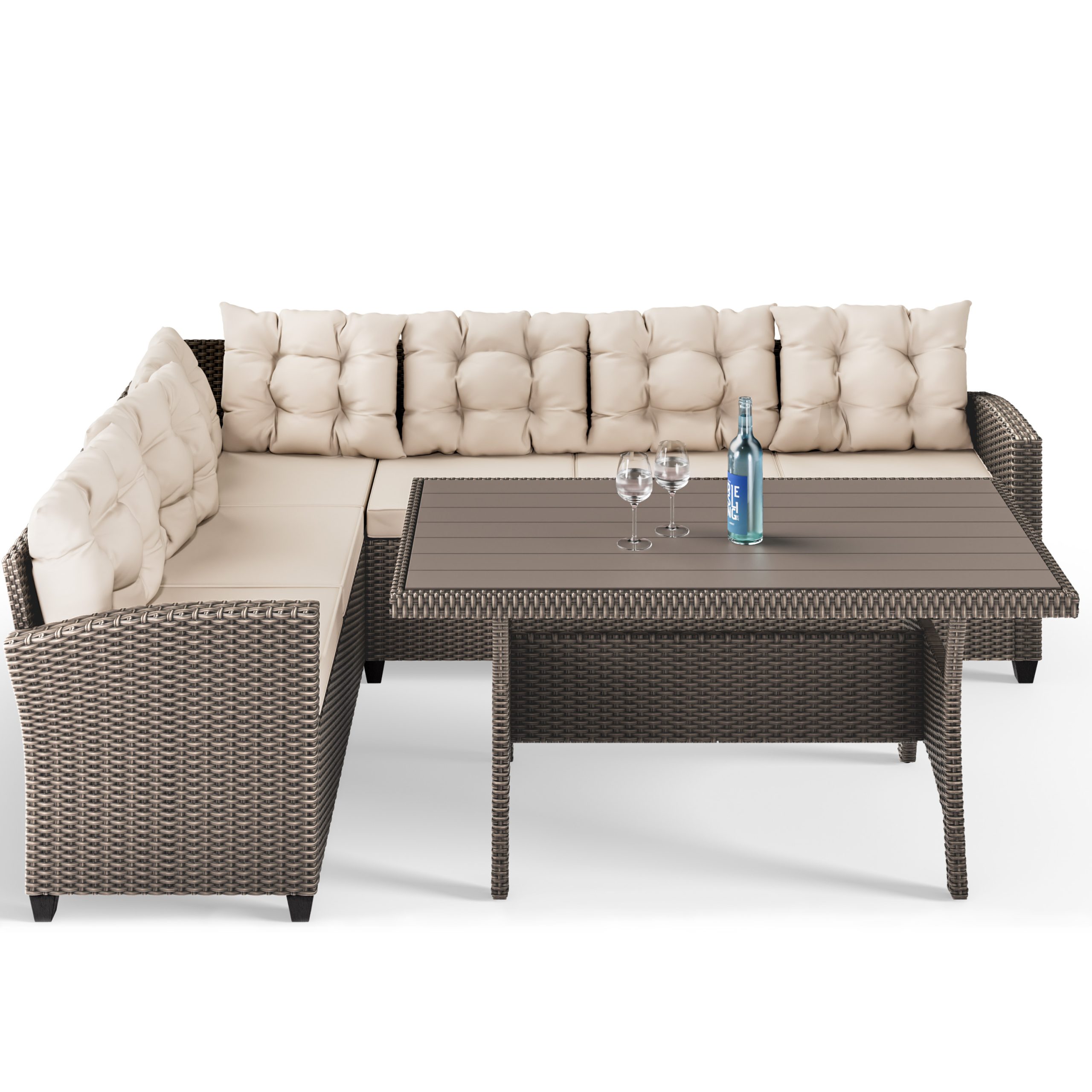 Polyrattan Ecklounge Creme/Beige inkl Kissen Polyrattan Ecklounge Creme/Beige inkl Kissen
