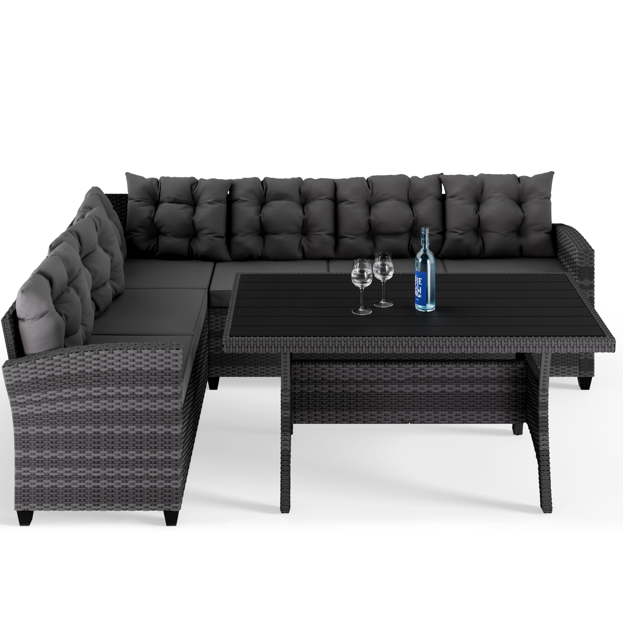 Polyrattan Ecklounge Lissabon Grau/Anthrazit inkl Kissen