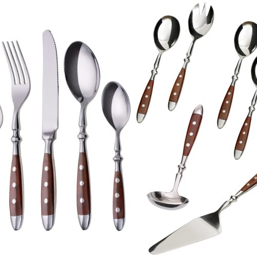 Besteckset Nürnberg, 36-teilig, 6 Personen, Edelstahl, brauner Griff Besteckset Nürnberg, 36-teilig, 6 Personen, Edelstahl, brauner Griff
