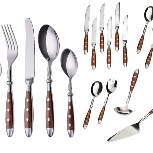 Besteckset Nürnberg, 42-teilig, 6 Personen, Edelstahl, brauner Griff Besteckset Nürnberg, 42-teilig, 6 Personen, Edelstahl, brauner Griff