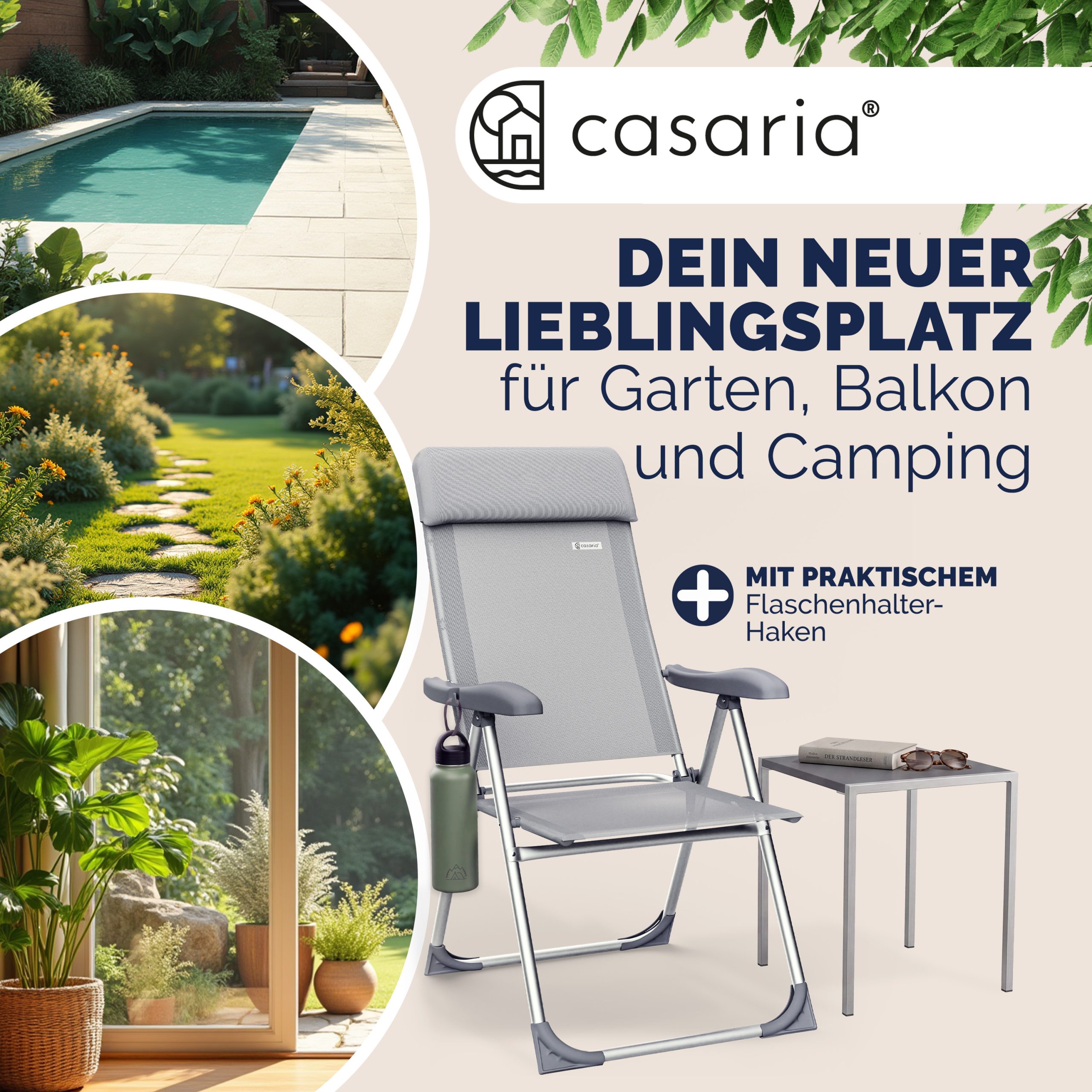 Gartenstuhl 4er-Set Silber Alu