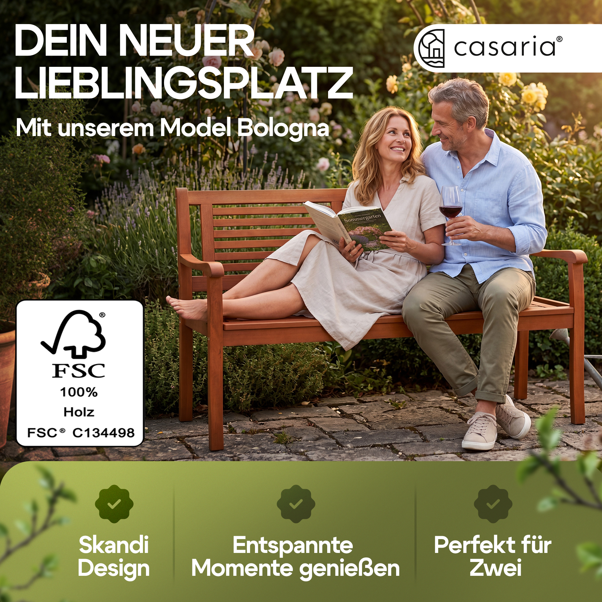Gartenbank Eukalyptusholz 120x56x88cm FSC®-zertifiziert - Gallery 3 Gartenbank Eukalyptusholz 120x56x88cm FSC®-zertifiziert