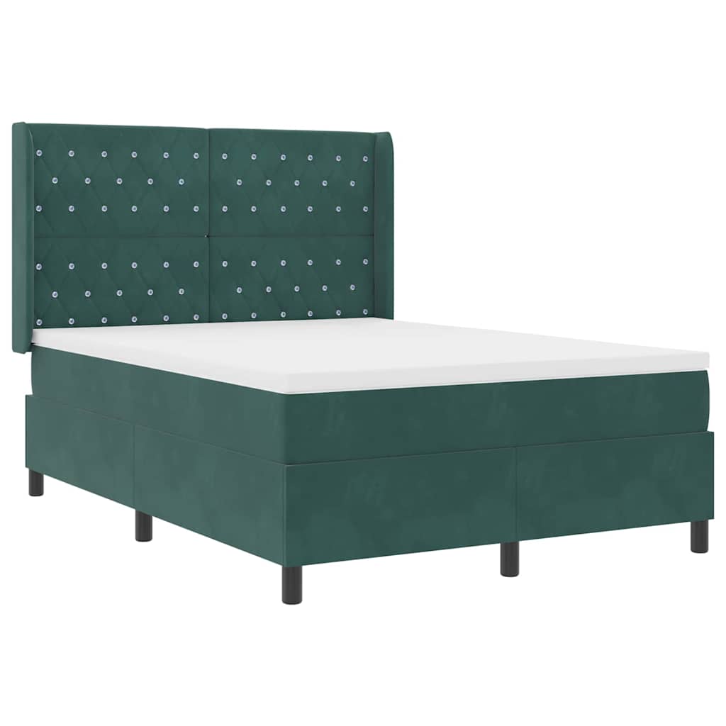 Led Boxspringbett Mit Matratze Argyle Grün 140 X 190 Cm Samt Vidaxl
