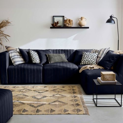 Lisa Design - Nova - 4-sitzer Modulares Ecksofa Rechts - Aus Samt - Marineblau