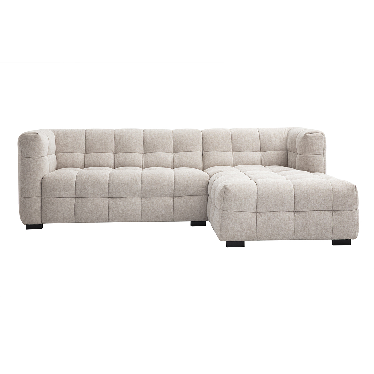 Design Ecksofa Rechts 3-sitzer In Texturiertem Samt-effekt Stoff Beige Corto