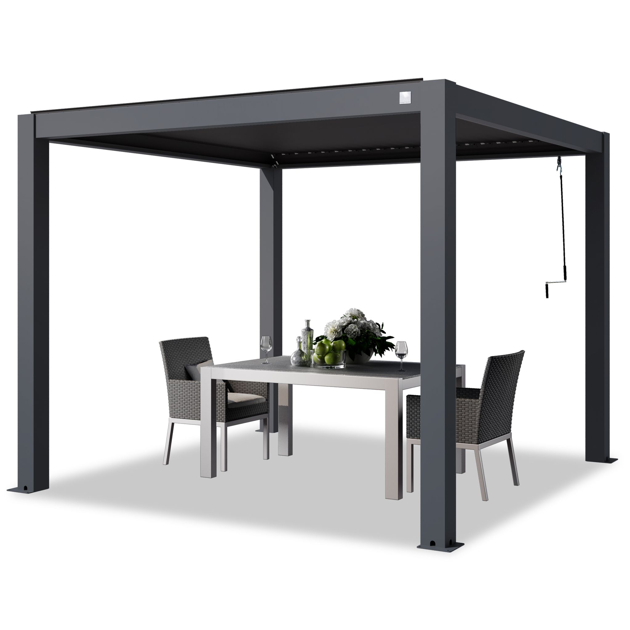 Primeyard Pergola 3x3 M Aluminium Pfosten Mit Lamellendach Aus Aluminium Anthrazitfarbeneterrassenüberdachung