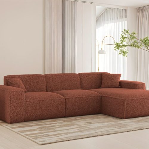 Ecksofa Designersofa Celes Premium In Stoff Sven Rostbraun Ottomane Rechts