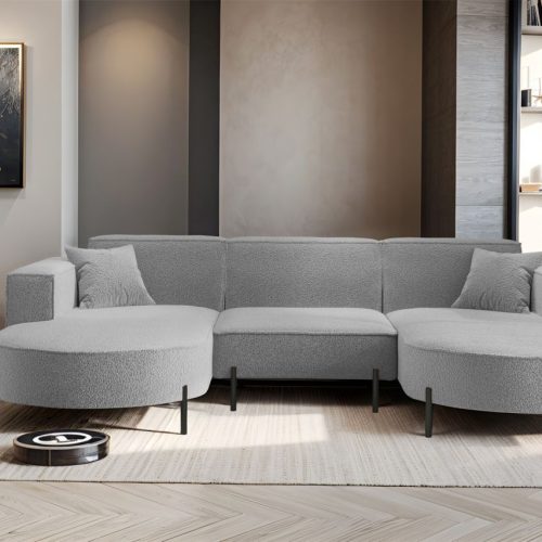Wohnlandschaft U-form Sofa Valencia In Stoff Quelle Hellgrau