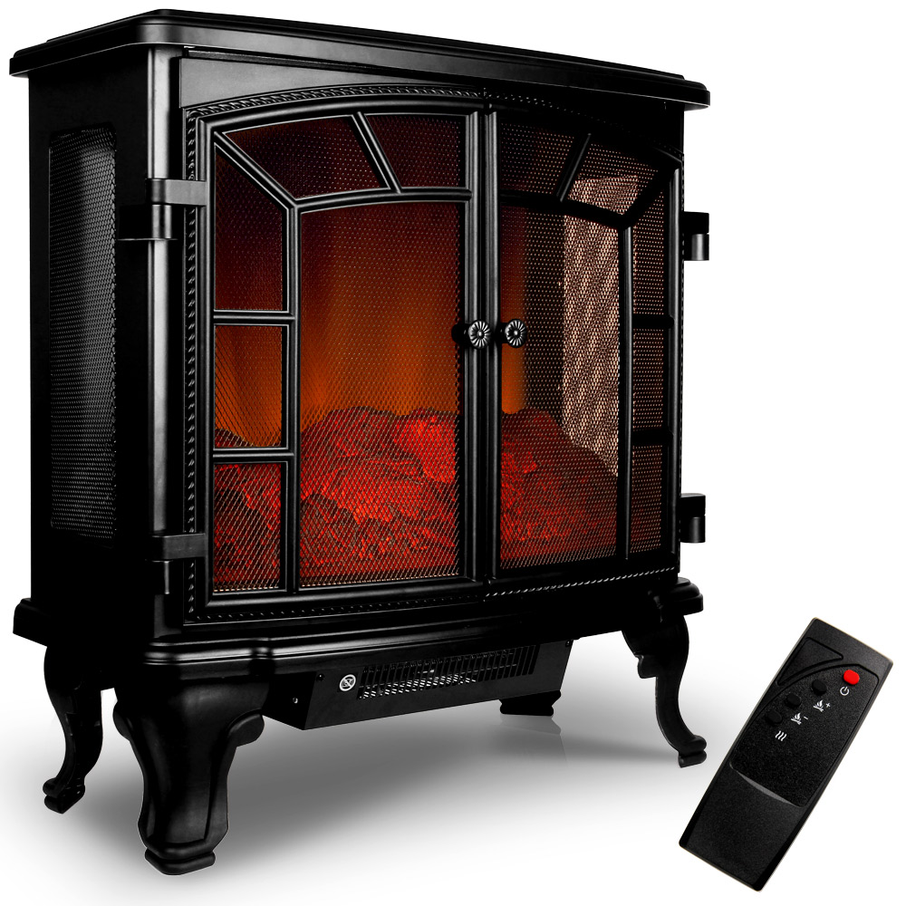 Elektrischer Doppeltür-Kamin Schwarz 2000W Elektrischer Doppeltür-Kamin Schwarz 2000W