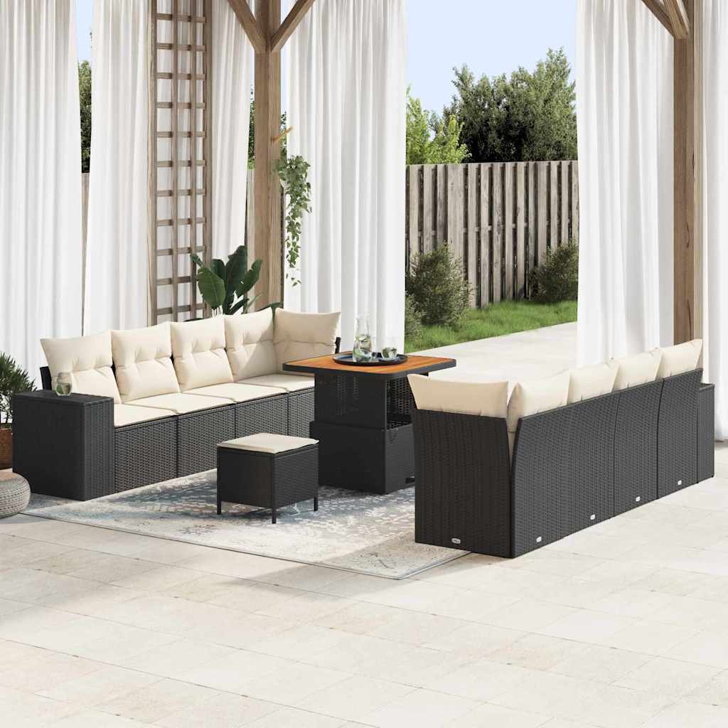 Vidaxl - Garten-sofa-set 11 Pcs Schwarz, Creme 80 X 80 X 71 Cm