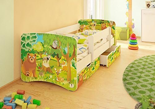 Kinderbett 90x200 mit Rausfallschutz, Schubladen, 10 cm Matratze Kinderbett 90x200 mit Rausfallschutz, Schubladen, 10 cm Matratze