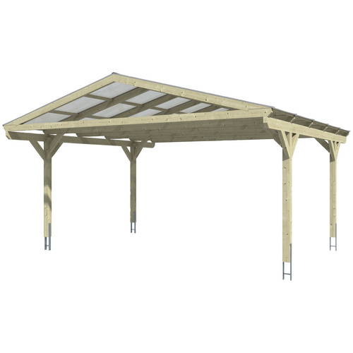 SKANHOLZ Carport »Westerwald«, BxT: 570 x 648 cm, Firsthöhe: 314 cm, lasiert - beige SKANHOLZ Carport »Westerwald«, BxT: 570 x 648 cm, Firsthöhe: 314 cm, lasiert - beige