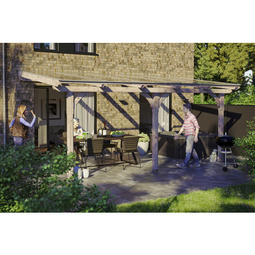 SKANHOLZ Terrassenüberdachung »Rimini«, Breite: 541 cm, Dach: Polycarbonat (PC), braun