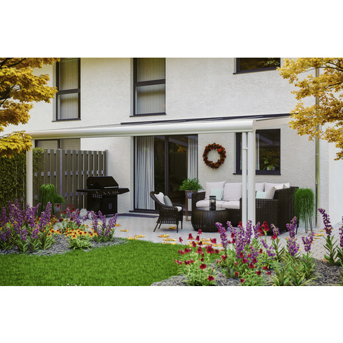 SKANHOLZ Terrassenüberdachung »Genua«, Breite: 541 cm, Dach: Polycarbonat (PC), weiß – weiss
