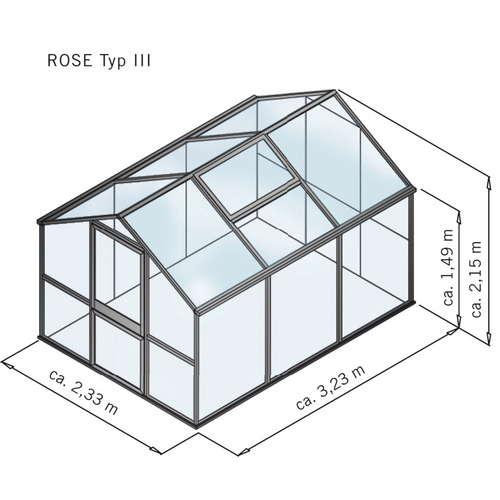 KGT Gewächshaus »Rose«, 7,53 m², Kunststoff/Aluminium, winterfest - gruen