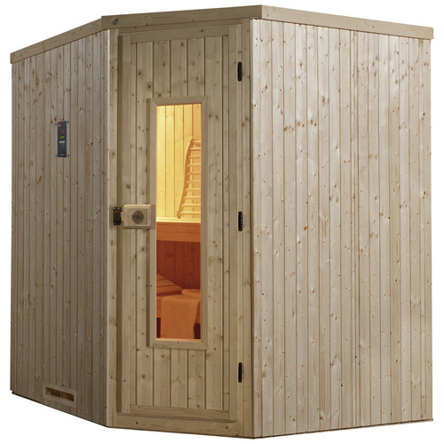 WEKA Ecksauna »Varberg 2«, inkl. 7.5 kW Bio-Kombi-Saunaofen mit digitaler Steuerung, für 4 Personen - beige WEKA Ecksauna »Varberg 2«, inkl. 7.5 kW Bio-Kombi-Saunaofen mit digitaler Steuerung, für 4 Personen - beige