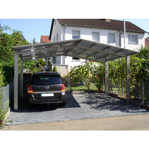 XIMAX Doppelcarport »Linea«, Typ 80, Außenmaß BxT: 545,6 x 495,4 cm, edelstahlfarben - silberfarben