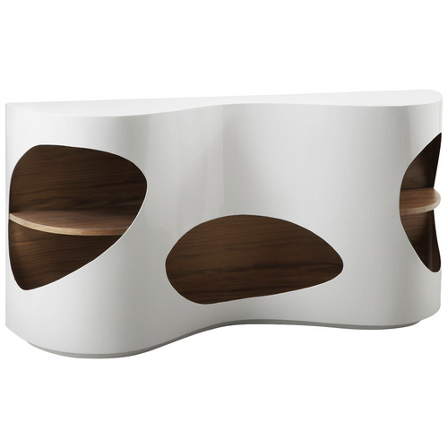 SalesFever Sideboard, weiss/walnussfarben, Mitteldichte Faserplatte (MDF)
