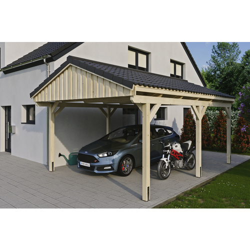 SKANHOLZ Carport »Fichtelberg«, BxT: 423 x 566 cm, Firsthöhe: 326 cm, unbehandelt - beige SKANHOLZ Carport »Fichtelberg«, BxT: 423 x 566 cm, Firsthöhe: 326 cm, unbehandelt - beige