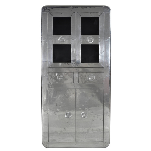 SIT Vitrine »AIRMAN«, Mangoholz/Mdf/Alu, 4-türig - silberfarben