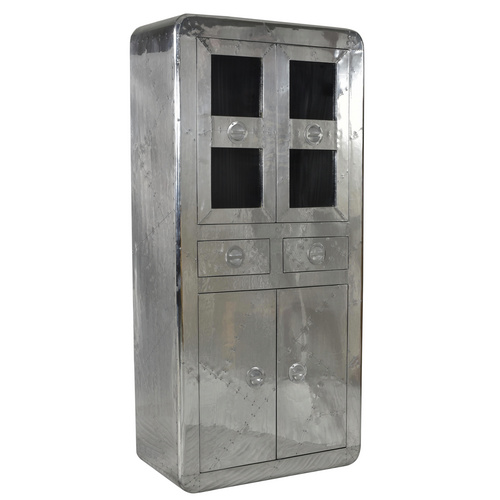 SIT Vitrine »AIRMAN«, Mangoholz/Mdf/Alu, 4-türig - silberfarben
