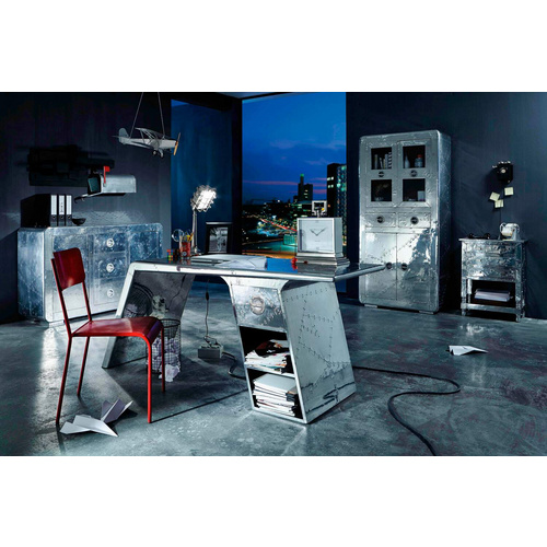 SIT Vitrine »AIRMAN«, Mangoholz/Mdf/Alu, 4-türig - silberfarben