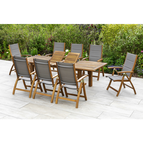 MERXX Gartenmöbelset »Acapulco«, 8 Sitzplätze, Akazienholz/Textil - grau