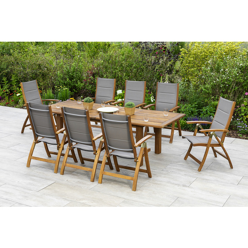 MERXX Gartenmöbelset »Acapulco«, 8 Sitzplätze, Akazienholz/Textil - grau