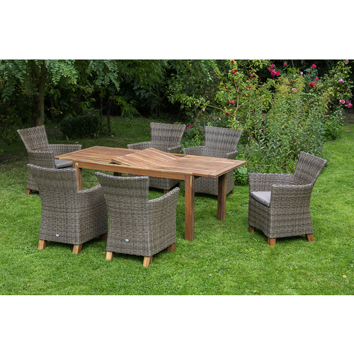 MERXX Gartenmöbelset »Toskana«, 6 Sitzplätze, Aluminium/Kunststoff/Akazienholz, inkl. Auflagen - beige MERXX Gartenmöbelset »Toskana«, 6 Sitzplätze, Aluminium/Kunststoff/Akazienholz, inkl. Auflagen - beige