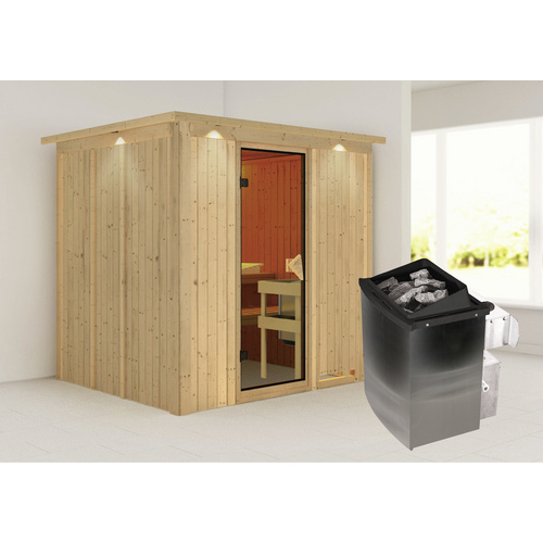 KARIBU Sauna »Rakvere«, inkl. 9 kW Saunaofen mit integrierter Steuerung, für 3 Personen - beige KARIBU Sauna »Rakvere«, inkl. 9 kW Saunaofen mit integrierter Steuerung, für 3 Personen - beige