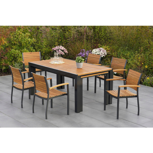 MERXX Gartenmöbelset »Santorin«, 8-tlg., stapelbar/verlängerbar, Aluminium/Akazie - braun MERXX Gartenmöbelset »Santorin«, 8-tlg., stapelbar/verlängerbar, Aluminium/Akazie - braun