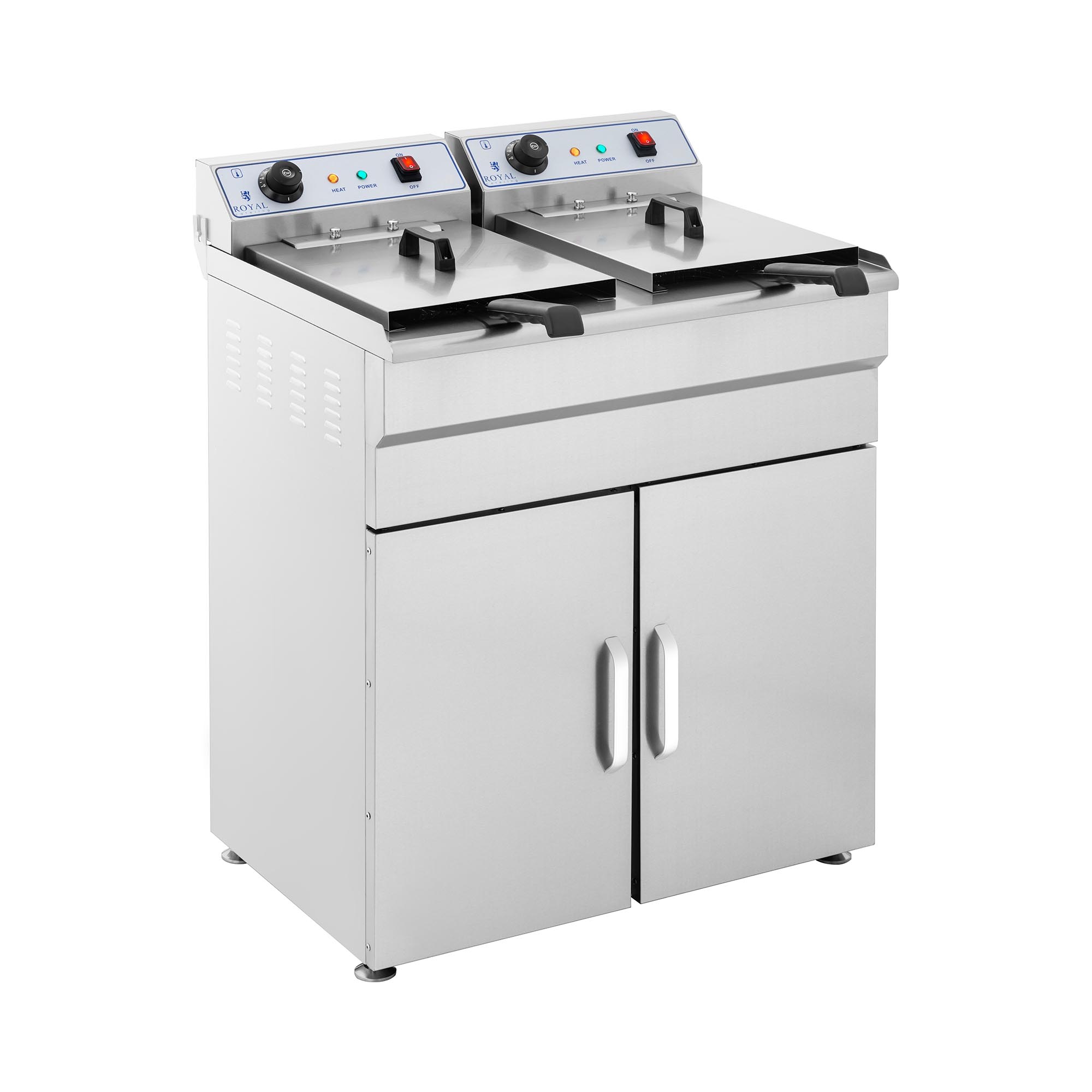 Elektro-Doppel-Fritteuse - 2 x 16 l - 12 000 W - 400 V - Unterschrank - Ablasshahn - Royal Catering Elektro-Doppel-Fritteuse - 2 x 16 l - 12 000 W - 400 V - Unterschrank - Ablasshahn - Royal Catering