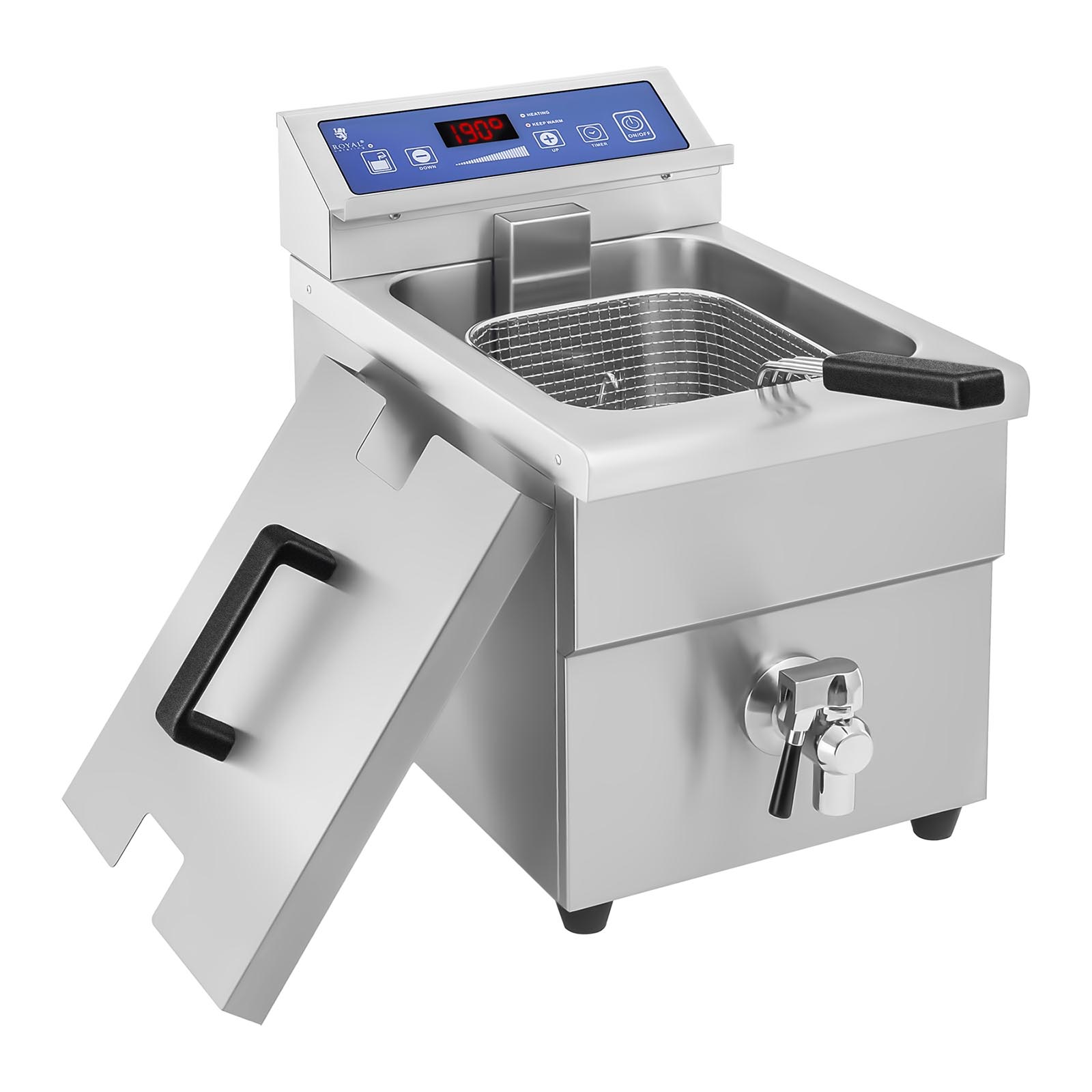Induktionsfritteuse - 12l - 3500 W - Ablasshahn - Timer - Royal Catering