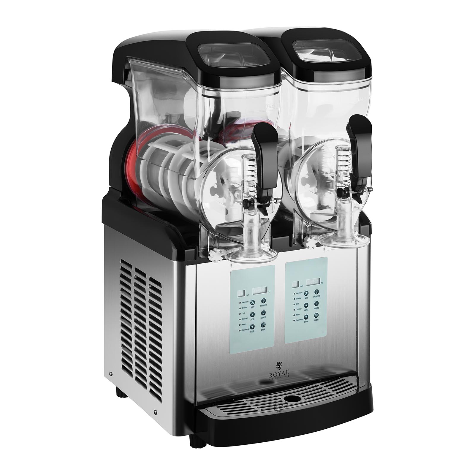 Slush-Maschine - 2 x 8 l - LED - Ice-Cream-Funktion - Royal Catering Slush-Maschine - 2 x 8 l - LED - Ice-Cream-Funktion - Royal Catering