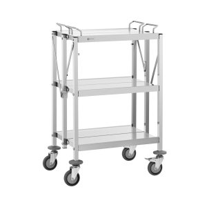 Servierwagen – Edelstahl – 3 Borde – Ablagen: 58 x 40 cm – 100 kg – klappbar – Royal Catering
