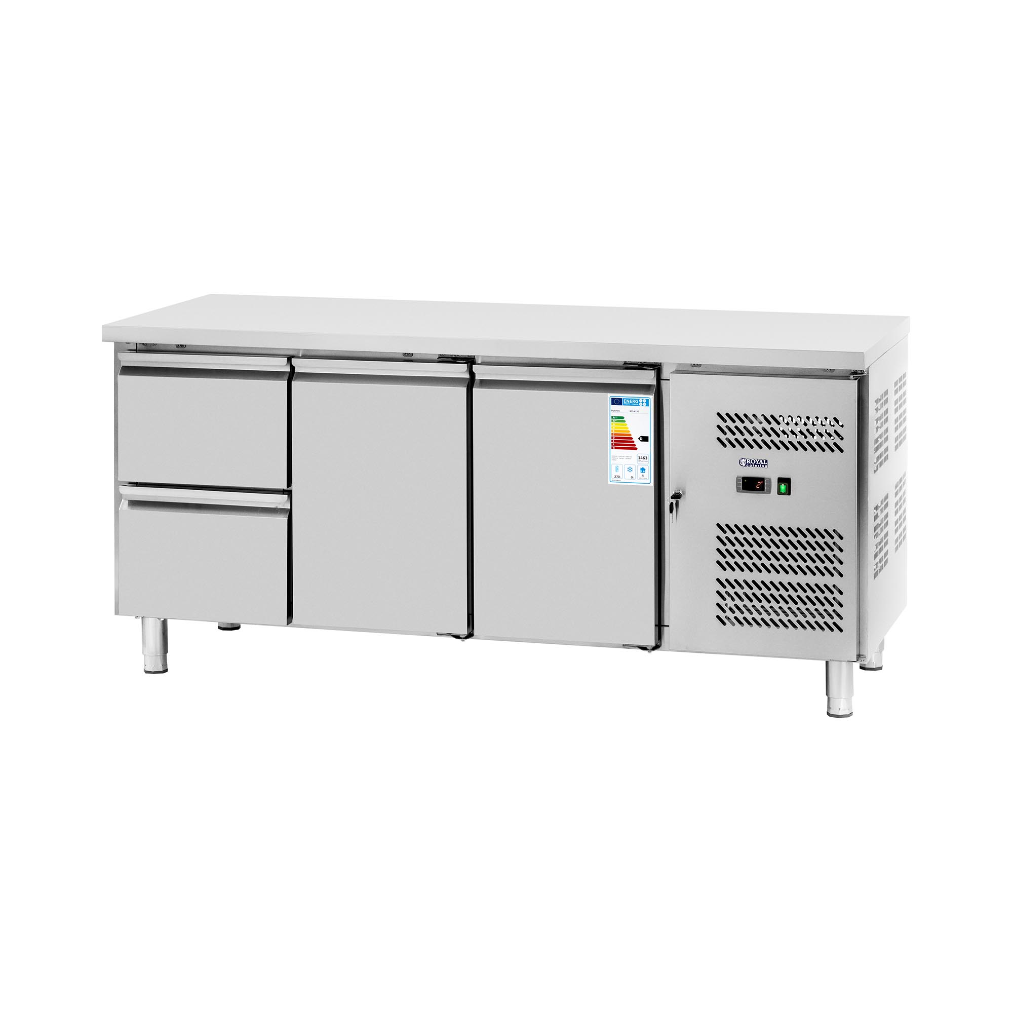 Kühltisch - 417 L - 2 x GN 1/2 + 2 Fächer - 179 x 70 cm - Royal Catering Kühltisch - 417 L - 2 x GN 1/2 + 2 Fächer - 179 x 70 cm - Royal Catering