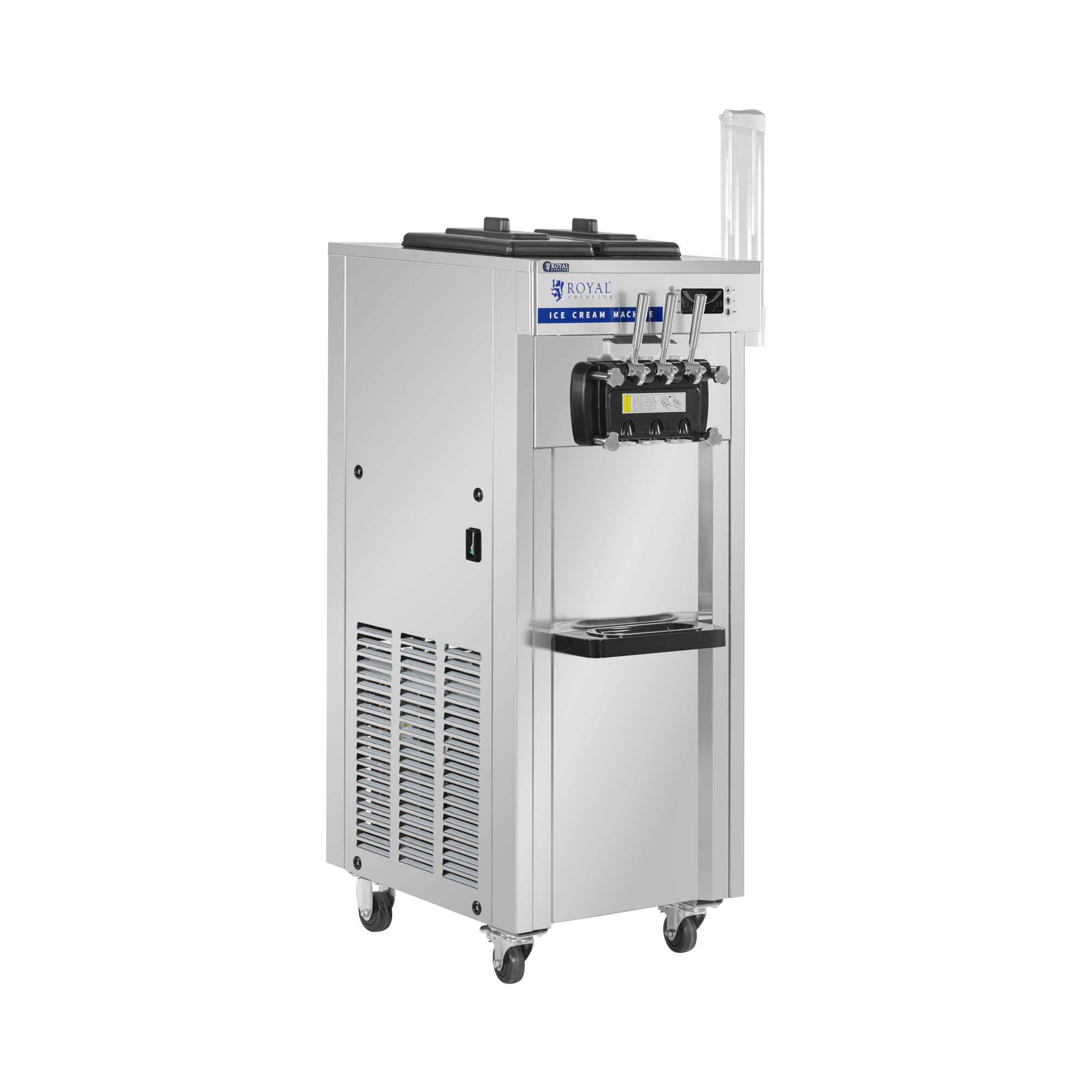 Softeismaschine - 18 l/h - 1500 W - 2 Sorten + Mischung aus beiden - Vorkühlung - Royal Catering Softeismaschine - 18 l/h - 1500 W - 2 Sorten + Mischung aus beiden - Vorkühlung - Royal Catering