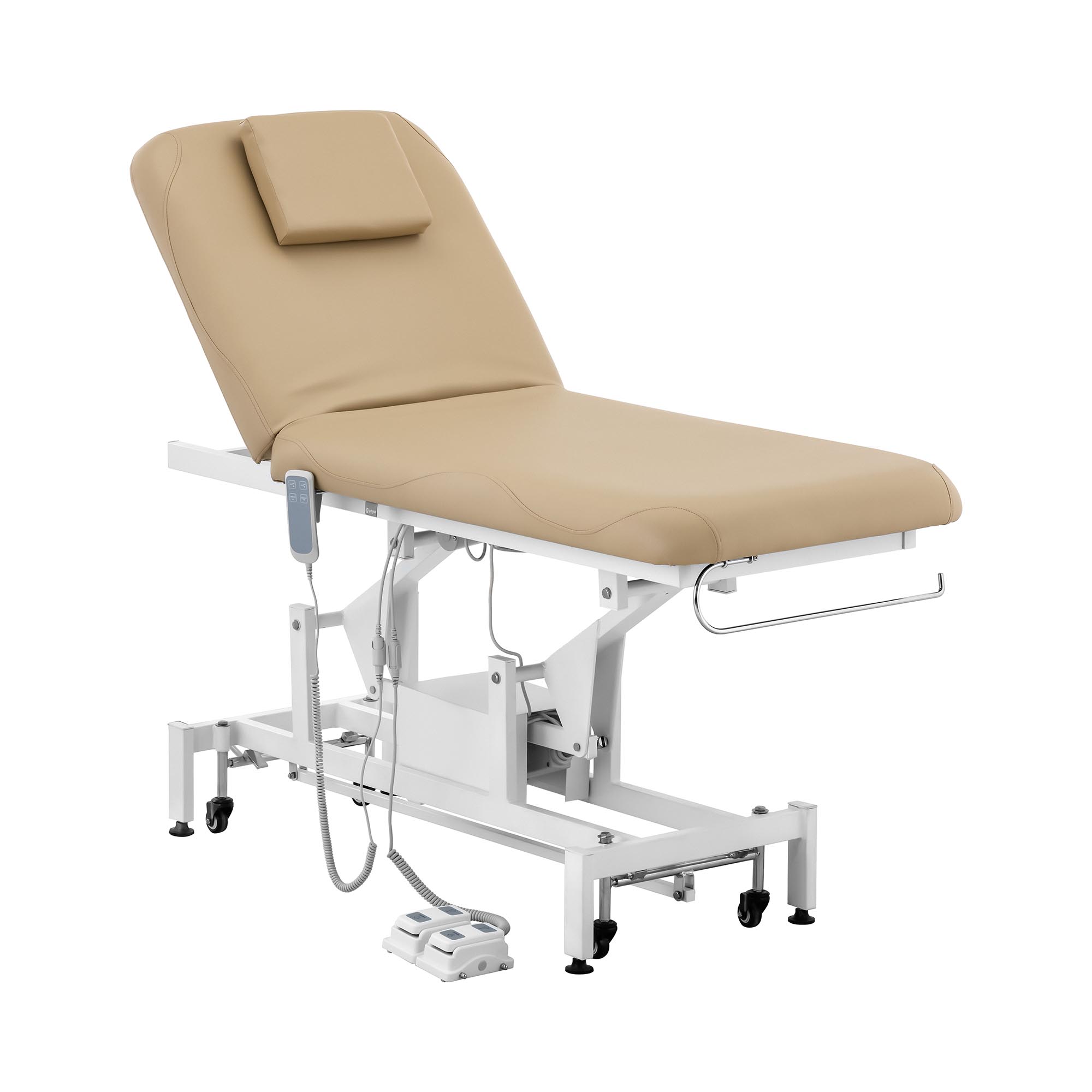 physa Massageliege elektrisch - 2 Motoren - 200 W - 187 x 70 x 68 - 90 cm - 200 kg - weiß/dunkelbeige