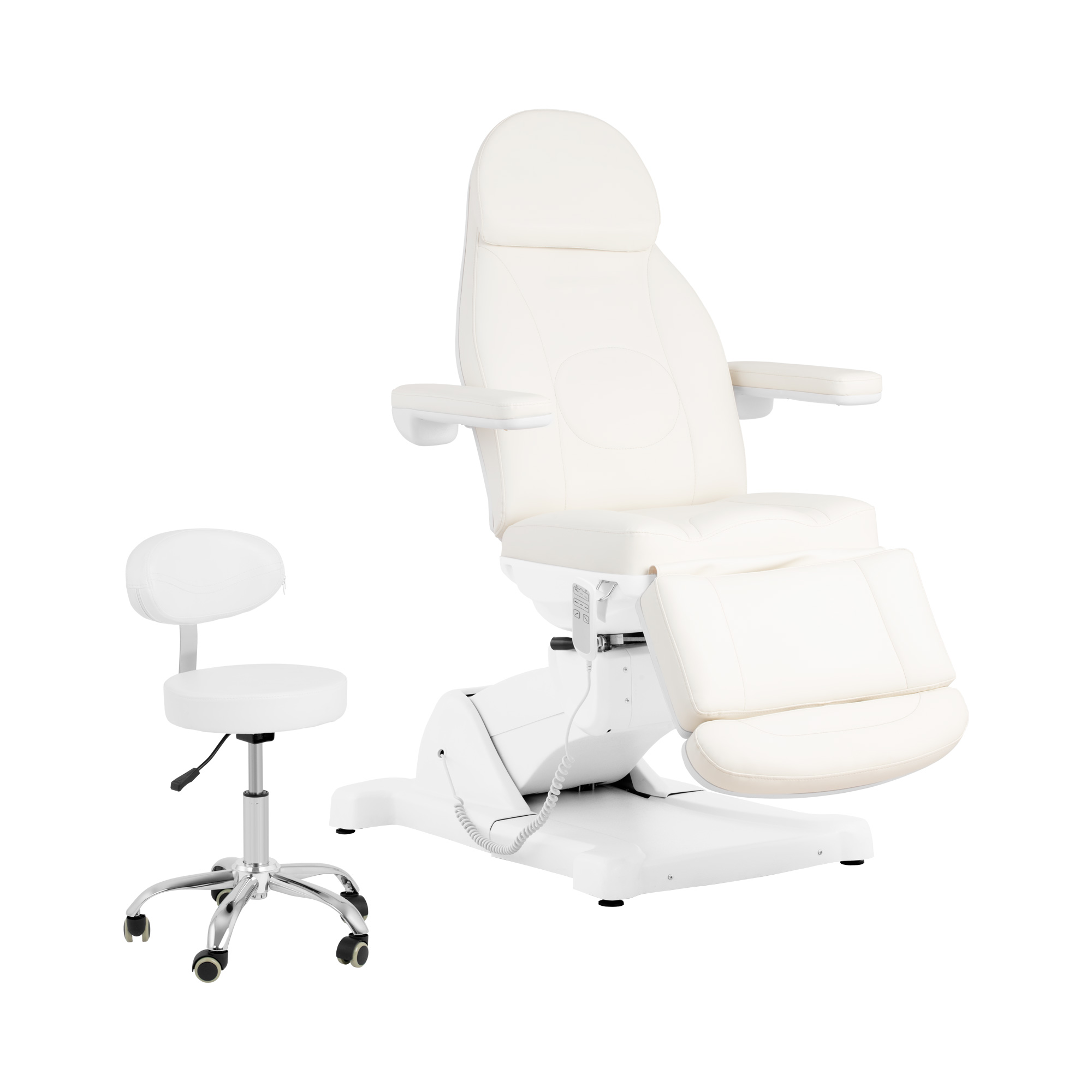 physa Elektrische Kosmetikliege mit Rollhocker - 3 Motoren - 300 W - 190 x 85 x 60 - 90 cm - 150 kg - weiß