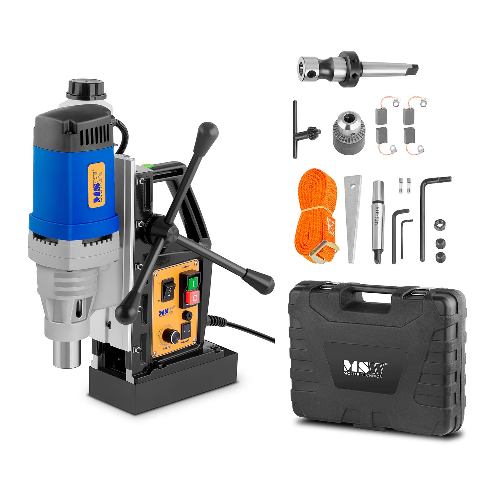 MSW Magnetbohrmaschine - 1.680 Watt - 370 U/min - Weldon-Schaft 19 mm MSW Magnetbohrmaschine - 1.680 Watt - 370 U/min - Weldon-Schaft 19 mm
