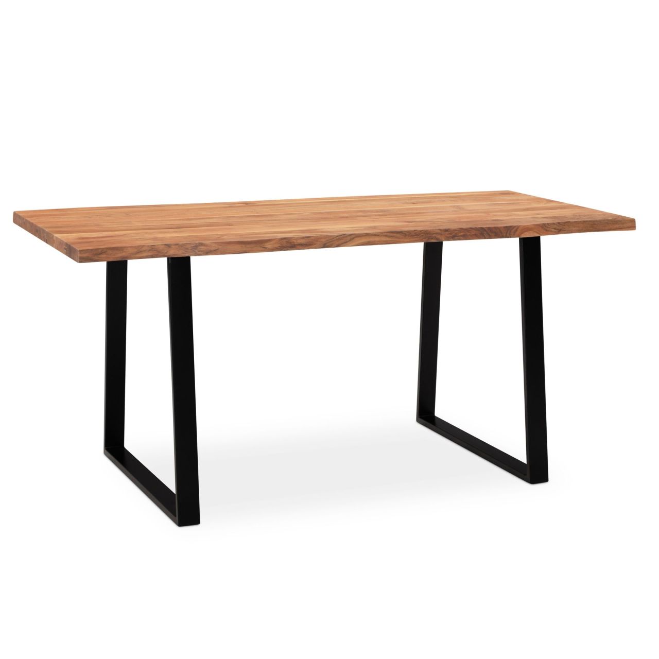 Esszimmertisch 160x80x76 cm Akazie Massivholz / Metall Esstisch Baumkante, Küchentisch Massiv mit Trapezbeinen in Schwarz, Holztisch Speisetisch Esszimmer Rechteckig Esszimmertisch 160x80x76 cm Akazie Massivholz / Metall Esstisch Baumkante, Küchentisch Massiv mit Trapezbeinen in Schwarz, Holztisch Speisetisch Esszimmer Rechteckig