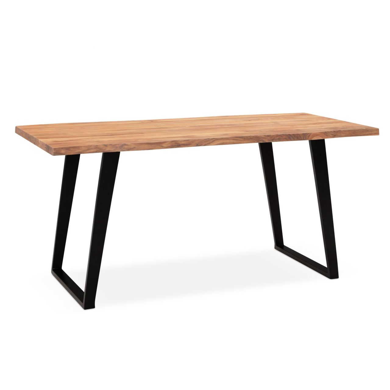 Esszimmertisch 160x80x76 cm Akazie Massivholz / Metall Esstisch Baumkante, Küchentisch Massiv mit U-Beinen in Schwarz, Holztisch Speisetisch Esszimmer Rechteckig Esszimmertisch 160x80x76 cm Akazie Massivholz / Metall Esstisch Baumkante, Küchentisch Massiv mit U-Beinen in Schwarz, Holztisch Speisetisch Esszimmer Rechteckig