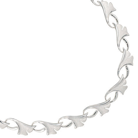 Collier Halskette Ginko Ginkgo 925 Silber mattiert 47 cm Kette Silberkette - Gallery 3 Collier Halskette Ginko Ginkgo 925 Silber mattiert 47 cm Kette Silberkette
