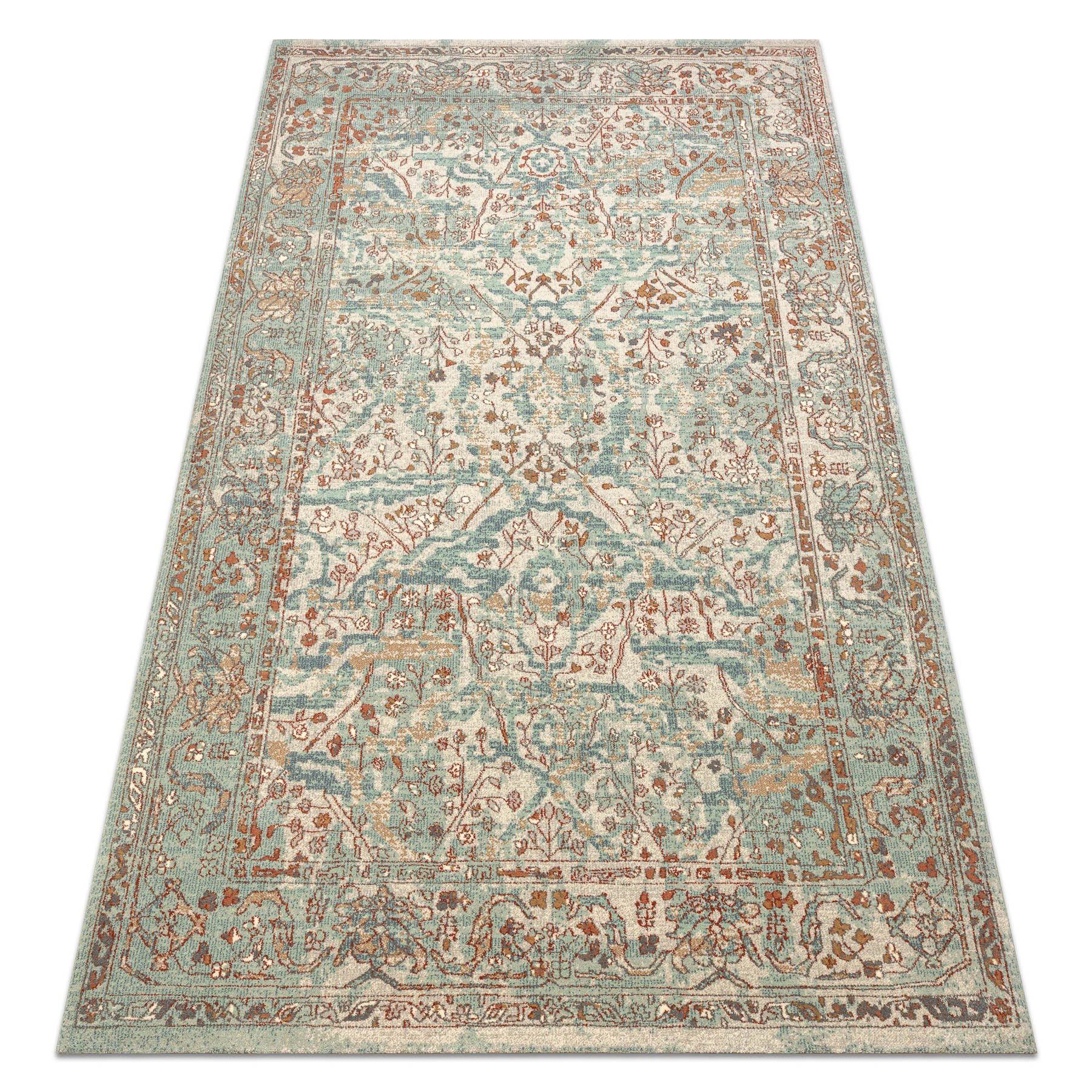 Wollteppich Soho 477.04.la400 Osta - Ornament, Rahmen, Natural Grün / Beige Green 200x300 Cm