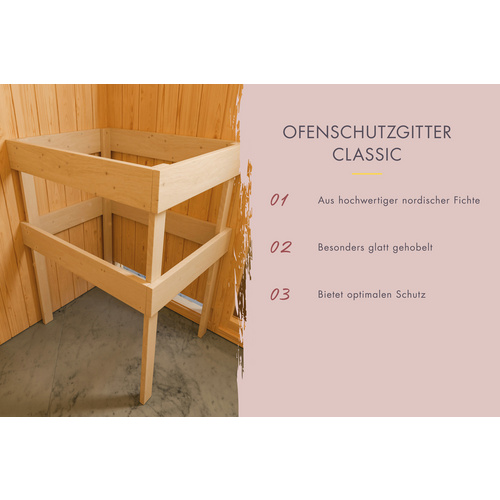KARIBU Fasssauna »Lauvas«, BxTxH: 225 x 175 x 229 cm, 9 kW Ofen mit externe Steuerung, für 3 Personen - braun