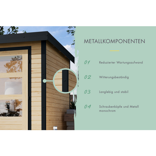 KARIBU Gartenhaus »Haby A«, Außenmaß (BxHxT): 271 x 218,5 x 271 cm, naturbelassen/anthrazit - braun
