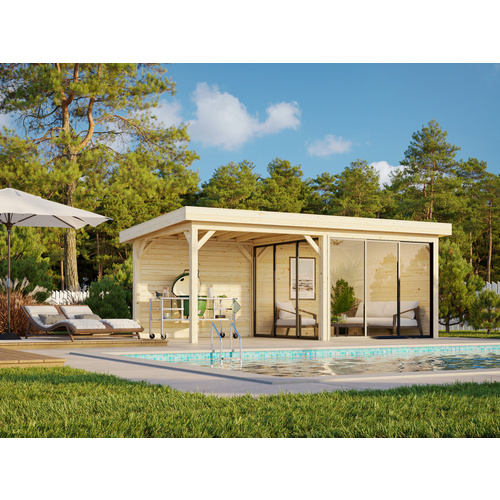 PALMAKO Pavillon »Lenna«, Aufstellmaße BxTxH: 628 x 340 x 245 cm, unbehandelt, Holz - braun PALMAKO Pavillon »Lenna«, Aufstellmaße BxTxH: 628 x 340 x 245 cm, unbehandelt, Holz - braun